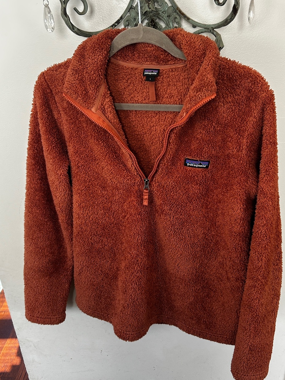 Patagonia Women’s L Los Gatos 1/4 Zip Fleece Pullover Rust Orange STY25235